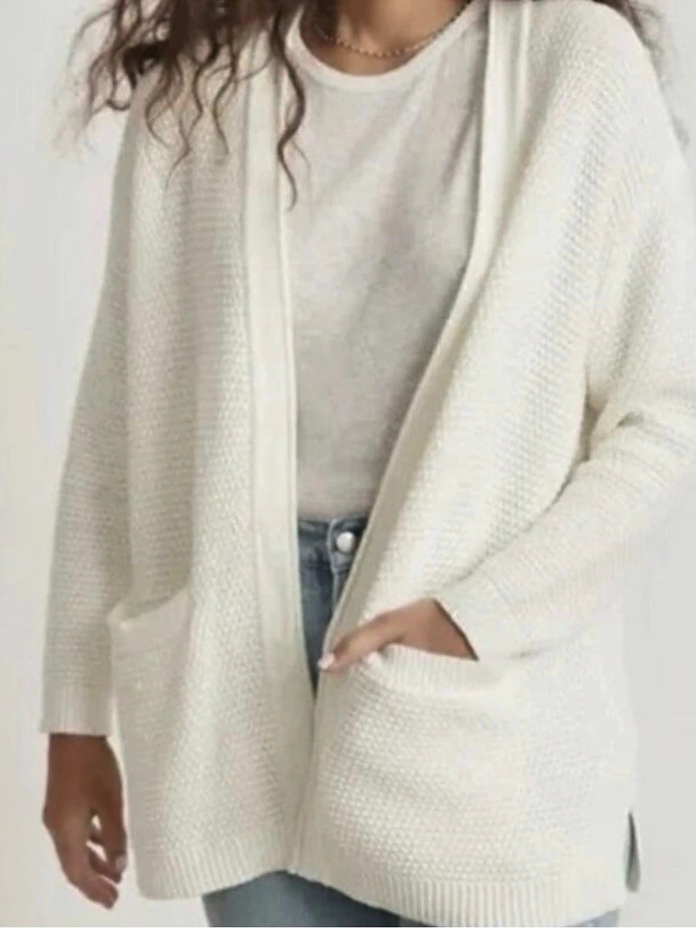Marine Layer Catalina Cardigan Textured Open Front White XL